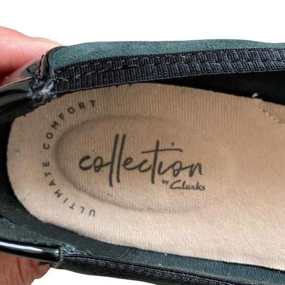 Clarks Gracelin Ballet Flats 7 EU 37.5 Dark Green Suede Leather Comfort - Picture 6 of 8
